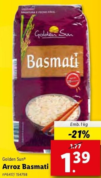Lidl Golden Sun Arroz Basmati 1kg promoção