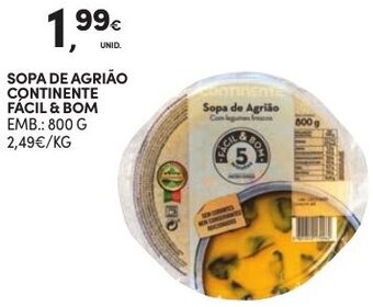 Continente Sopa de Agrião Continente Fácil&Bom 800g promoção