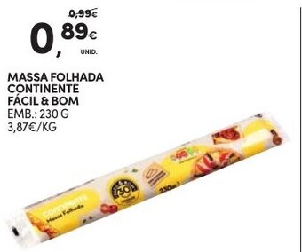 Continente Massa Folhada Continente Fácil&Bom 230g promoção