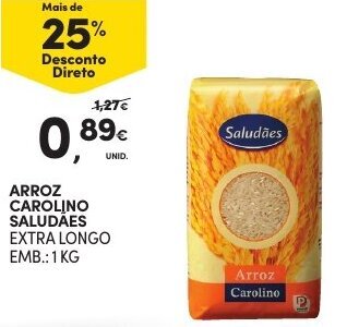 Continente Arroz Carolino Saludães 1kg promoção