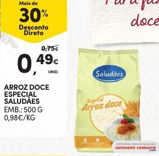 Continente Arroz Doce Especial Saludães 500g promoção