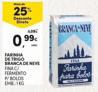 Continente Farinha de Trigo Branca de Neve 1kg promoção