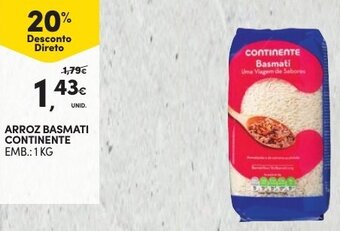 Continente Arroz Basmati Continente 1kg promoção