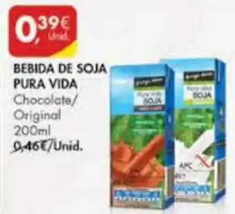 Pingo Doce Bebida de Soja Pura Vida 200ml promoção