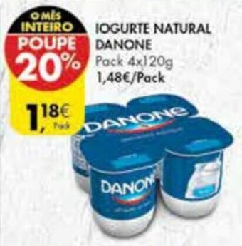 Pingo Doce Iogurte Natural Danone 4x120g promoção