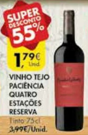 Pingo Doce Vinho Tejo Paciência Quatro Estações Reserva 75cl promoção