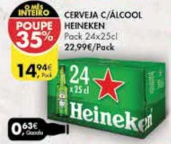 Pingo Doce Cerveja c/Álcool Heineken 24x25cl promoção