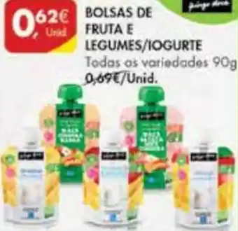 Pingo Doce Bolsas de Fruta e Legumes s/Iogurte 90g promoção