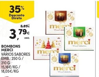 Continente Bombons Merci 250g/210g promoção