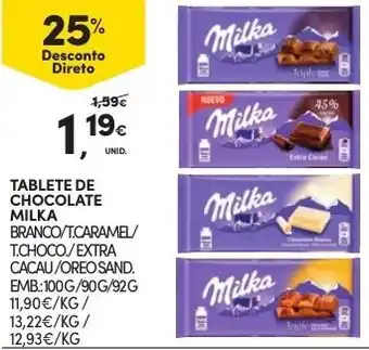 Continente Tablete de Chocolate Milka 100g/90g/92g promoção