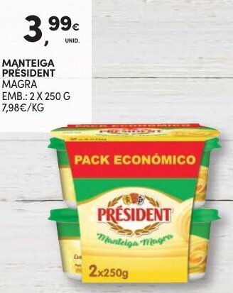 Continente Manteiga Président 2x250g promoção