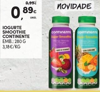 Continente Iogurte Smoothie Continente 280g promoção