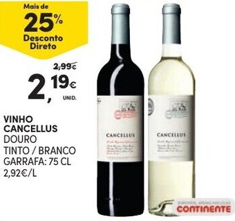 Continente Vinho Cancellus 75cl promoção