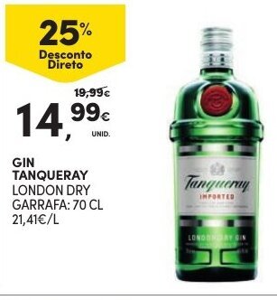 Continente Gin Tanqueray 70cl promoção
