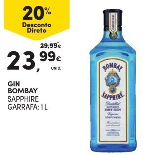 Continente Gin Bombay 1L promoção