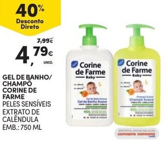 Continente Gel de Banho/ Champô Corine de Farme 750ml promoção