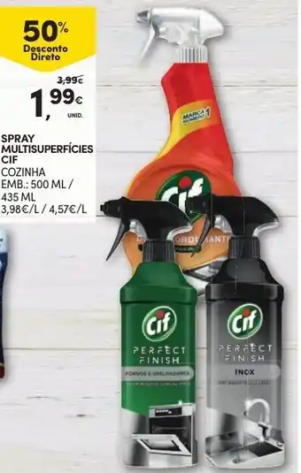 Continente Spray Multisuperfícies CIF 500ml/ 435ml promoção