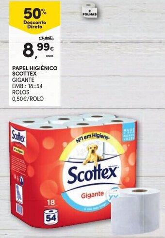Continente Papel Higiénico Scottex 18=54 Rolos promoção