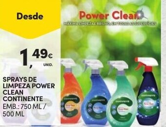 Continente Sprays de Limpeza Power Clean Continente 750ml promoção