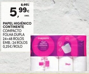 Continente Papel Higiénico Continente 24=48 Rolos promoção