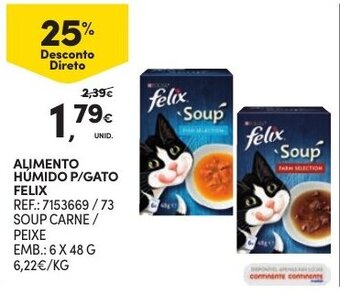 Continente Alimento Húmedo P/ Gato Felix 6x48g promoção