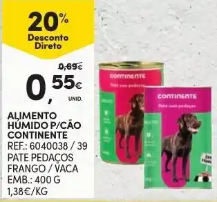 Continente Alimento Húmedo P/ Cão Continente 400g promoção
