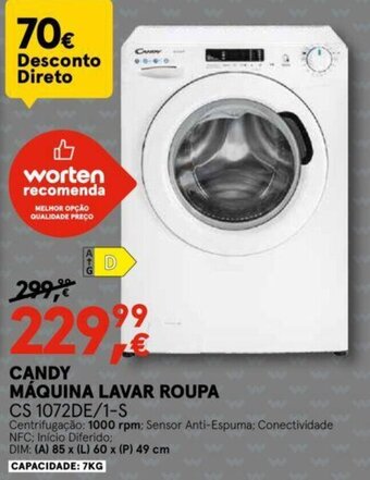 Worten Candy Máquina Lavar Poupa promoção