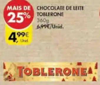 Pingo Doce Chocolate de Leite Toblerone 360g promoção