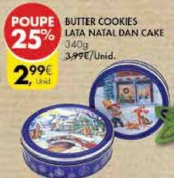 Pingo Doce Butter Cookies Lata Natal Dan Cake 340g promoção
