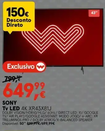 Worten Sony TV LED promoção