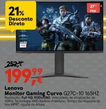 Worten Lenovo Monitor Gaming Curvo promoção