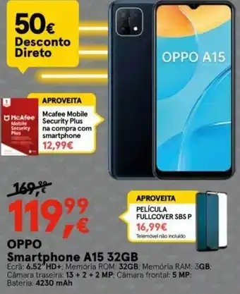 Worten Oppo Samrtphone A15 32GB promoção