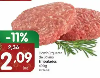 Hambúrgueres de bovino embalados