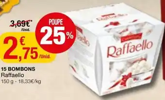 Intermarché 15 Bombons Raffaello 150g promoção