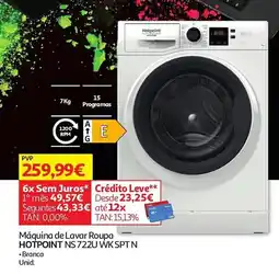 Auchan Máquina de Lavar Roupa HOTPOINT NS 722U WK SPTN promoção