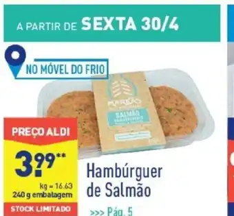 ALDI Hambúrguer de Salmão promoção
