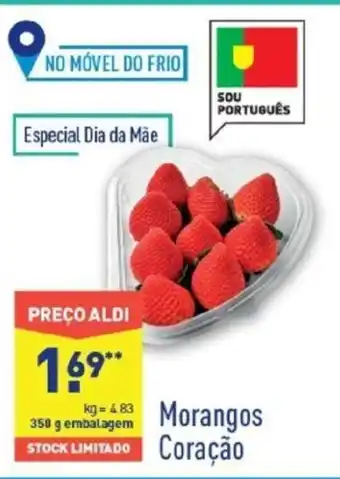 ALDI Morangos Coração 350g promoção