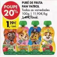 Pingo Doce Paw patrol - pure de fruta promoção