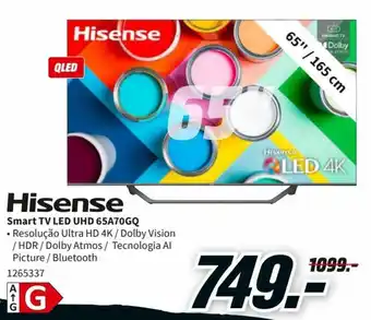MediaMarkt Hisense Smart TV LED UHD 65A70GQ promoção
