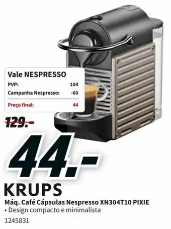 MediaMarkt Krups Máq. Café Cápsulas Nespresso XN304T10 Pixie promoção