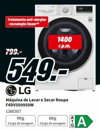 MediaMarkt LG Máquina de Lavar e Secar Roupa F4DV500950W promoção