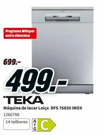 MediaMarkt Teka Máquina de Lavar Loiça DFS 76850 INOX promoção