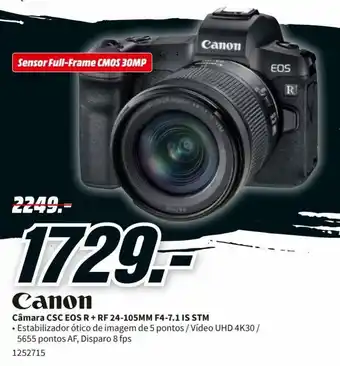 MediaMarkt Canon Câmara EOS R + RF 24-105MM F4-7.1 IS STM promoção