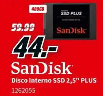 MediaMarkt SanDisk Disco Interno SSD 2,5" Plus 480GB promoção