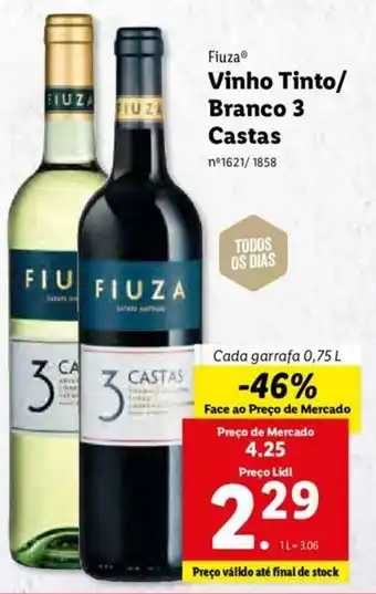 Lidl Fiuza Vinho Tinto/Branco 3 Castas 0,75L promoção