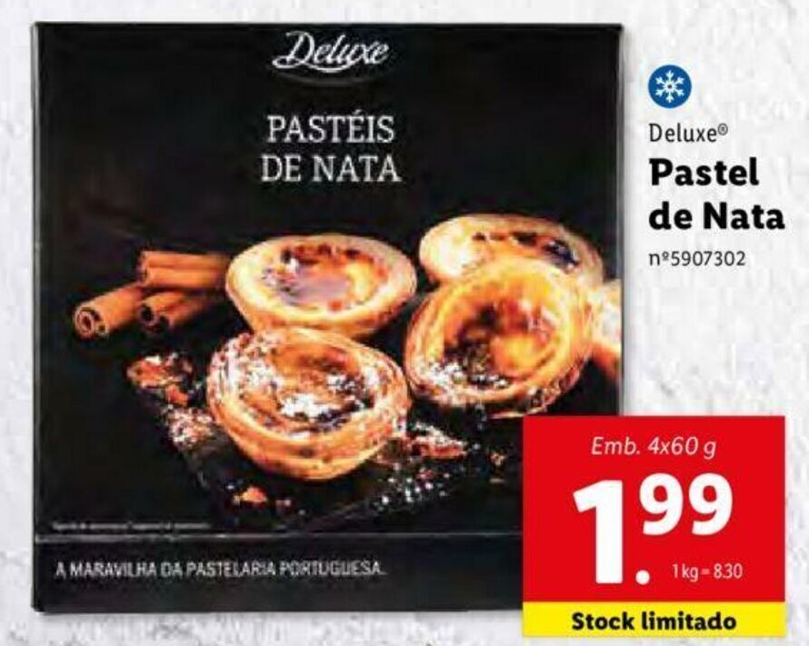 Promoção Deluxe Pastel de Nata 4x60g em Lidl