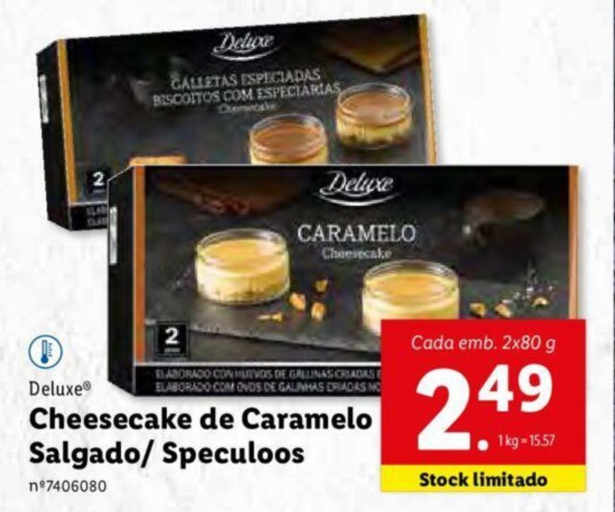 Promoção Deluxe Cheesecake de Caramelo Salgado/Speculoos 2x80g em Lidl