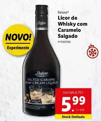 Lidl Deluxe Licor de Whiskey com Caramelo Salgado 0,70L promoção