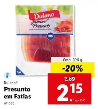 Lidl Dulano Presunto em Fatias 200g promoção