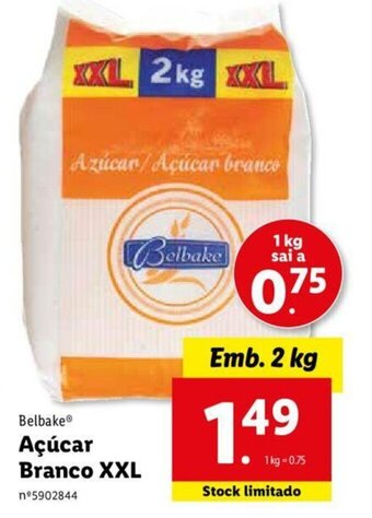 Lidl Belbake Açúcar Branco XXL 2kg promoção
